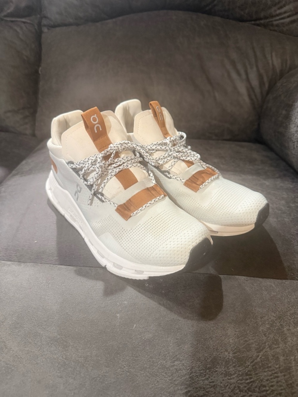 On Running Women’s Sneakers in White with Tan Accents
